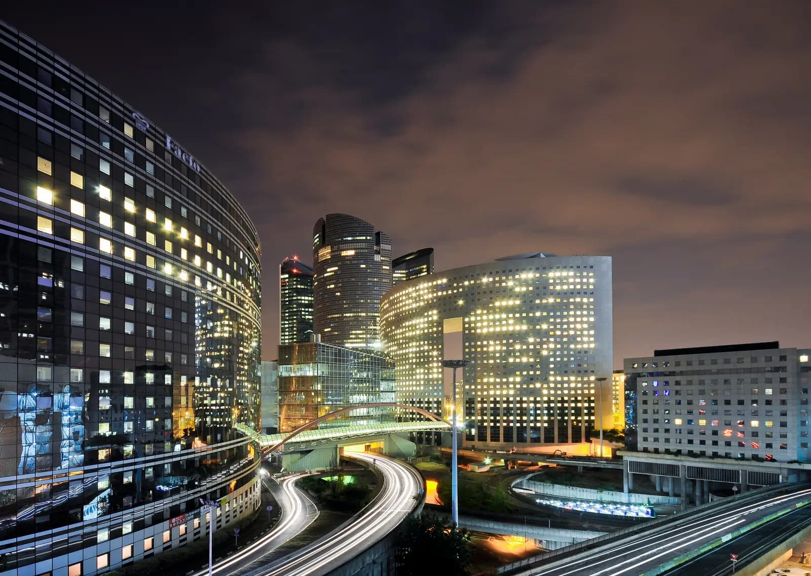 La Défense business district at night, Paris area