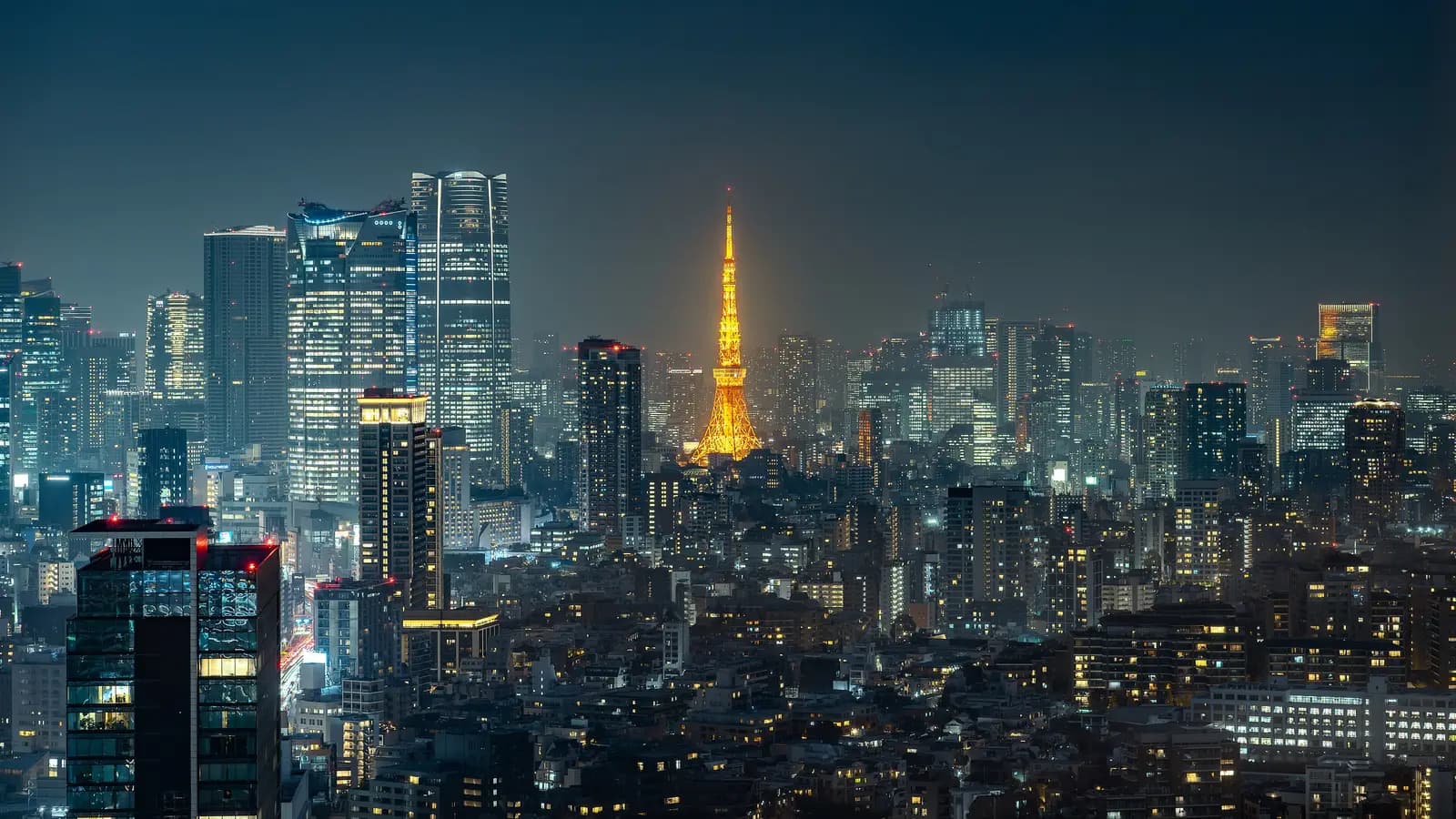 Tokyo Tower and the Tokyo skyline at night